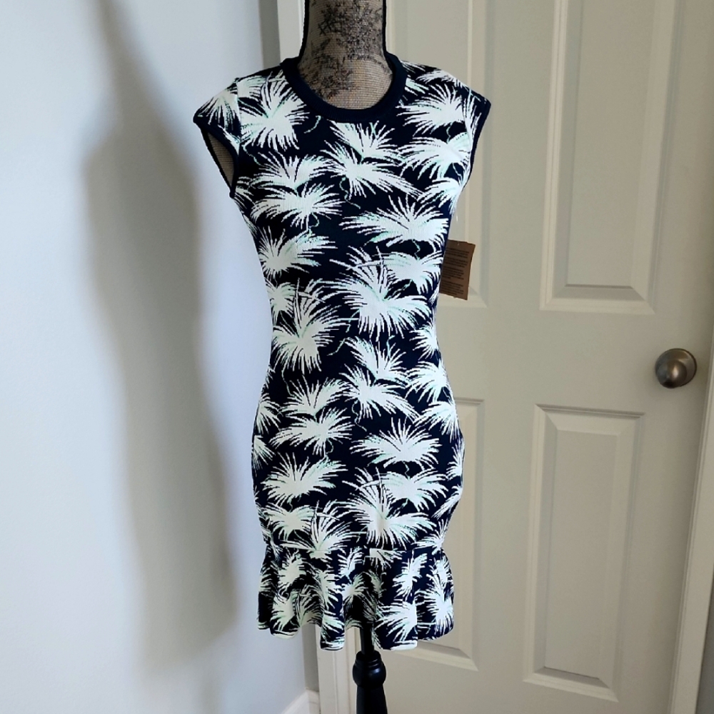 Rachel Roy Palm Print Sleeveless Dress